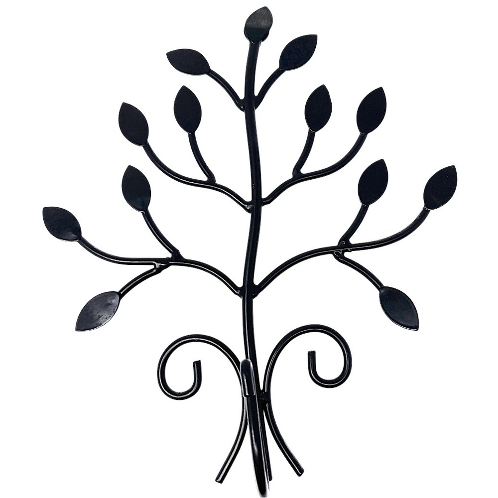 Metal Tree Wall Coat Hook Decorative Entryway Key Holder Rack Black